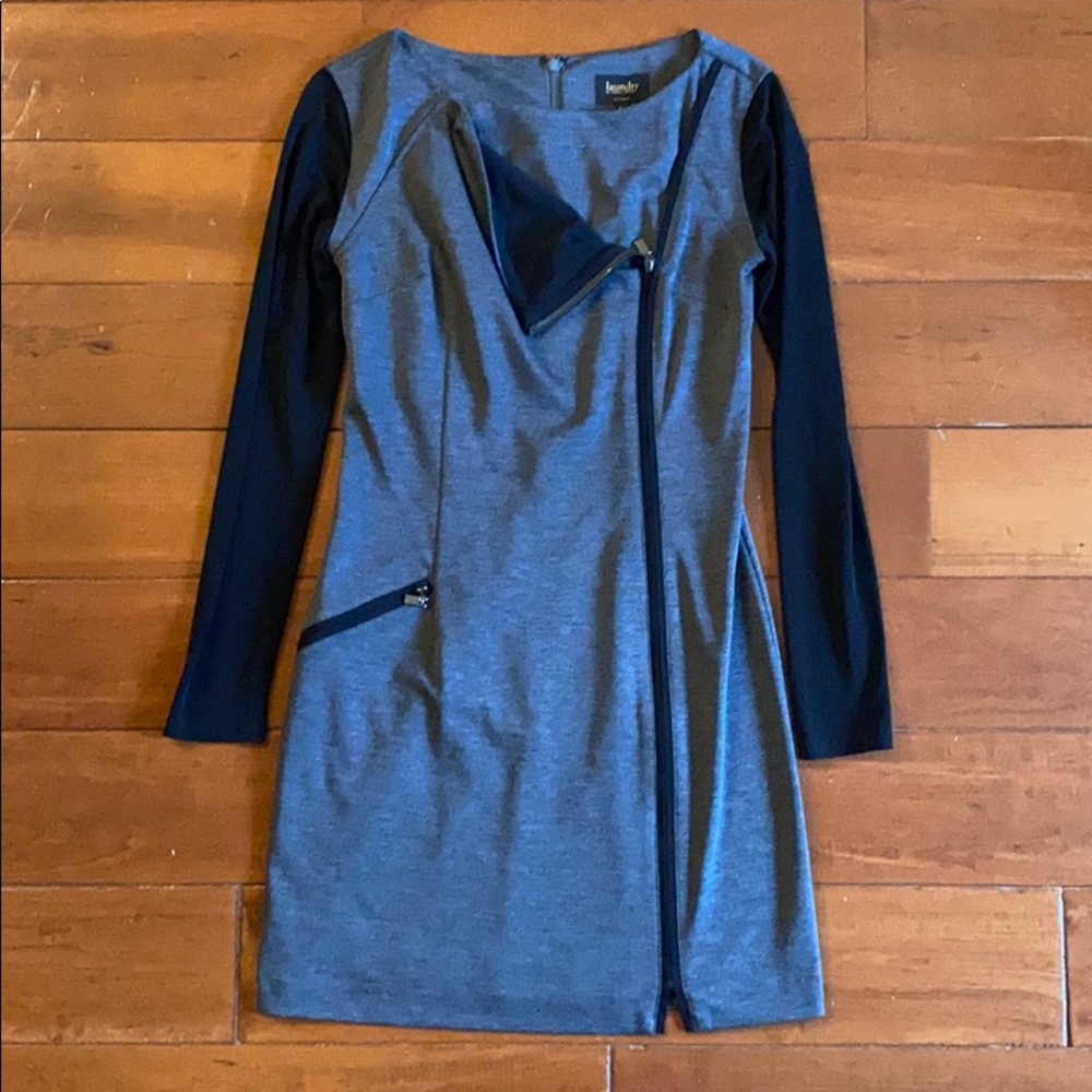 Laundry by shelli segal zipper dress grey size 6